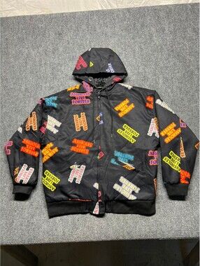 Assholes Live Forever Jacket Mens Large Full Zip All Over Print Hooded Bomber